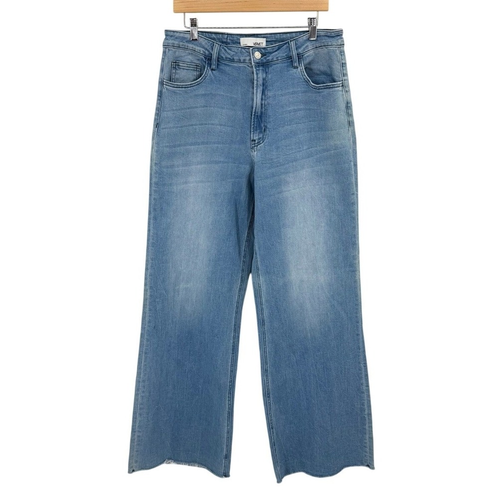 Vervet Womens 32 Jeans Light Wash High Rise Wide Leg Raw Hem Denim Boho‎ Retro